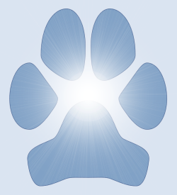 Dog Paw Track Logo of Revealing Paws